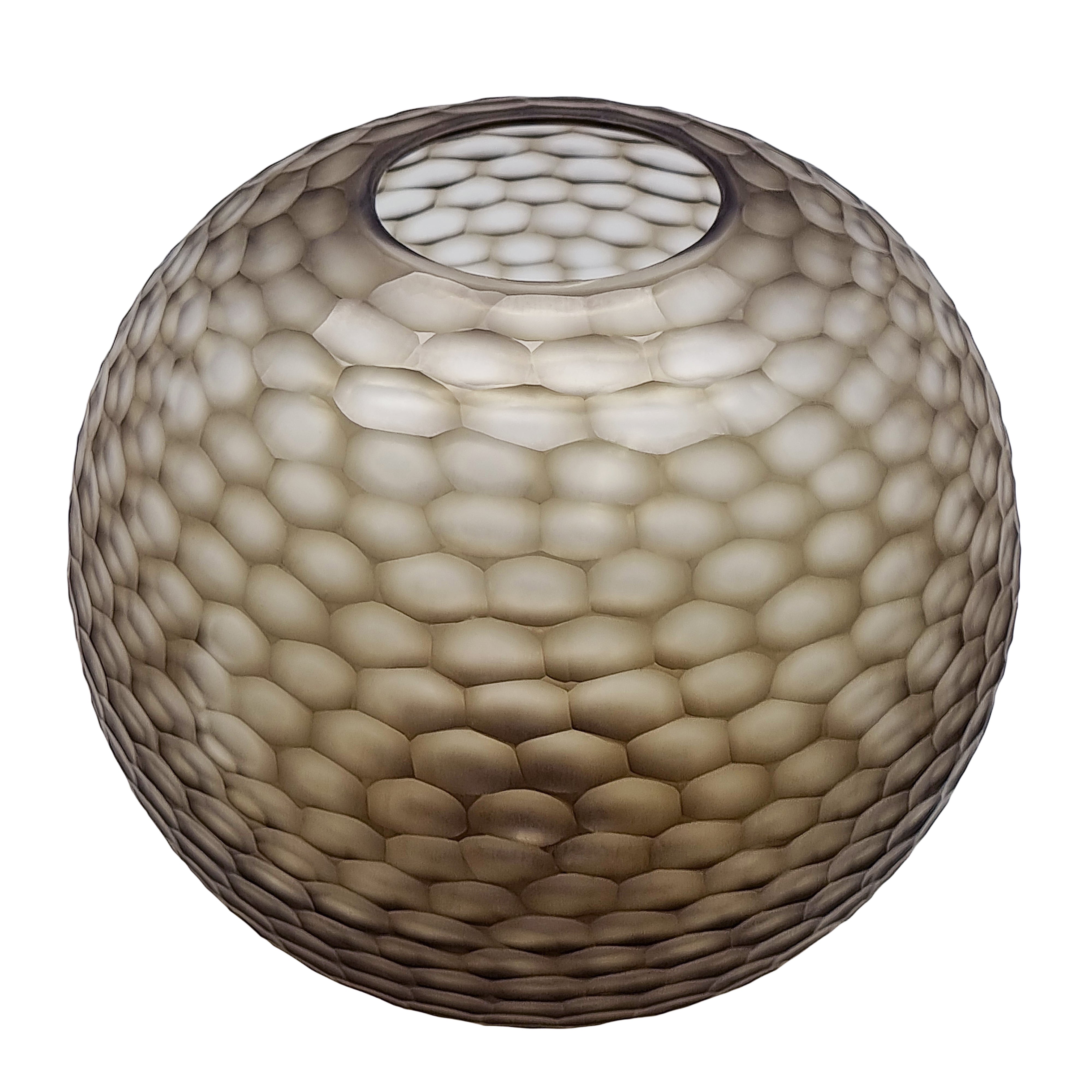 Victoria Round Glass Vase 34x29.5cm Smoke