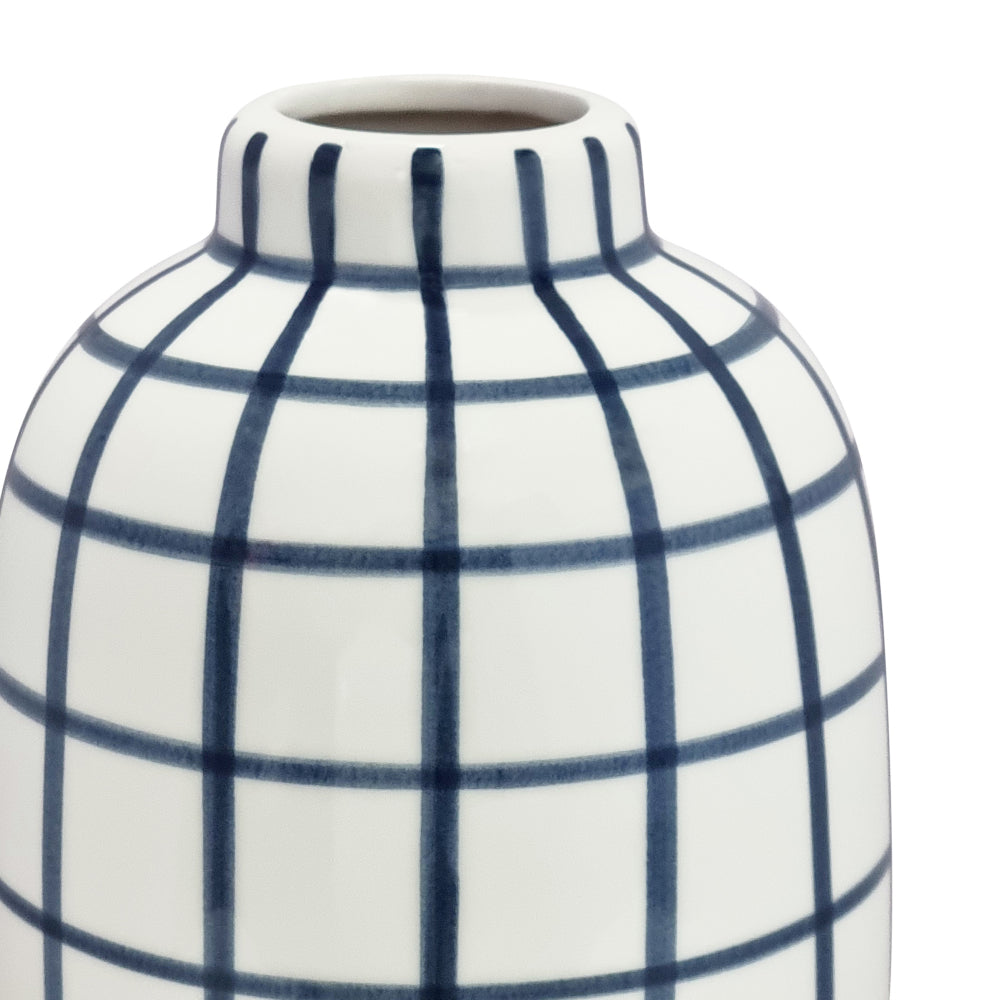 Wallace Check Vase 17x17x23.5cm Navy