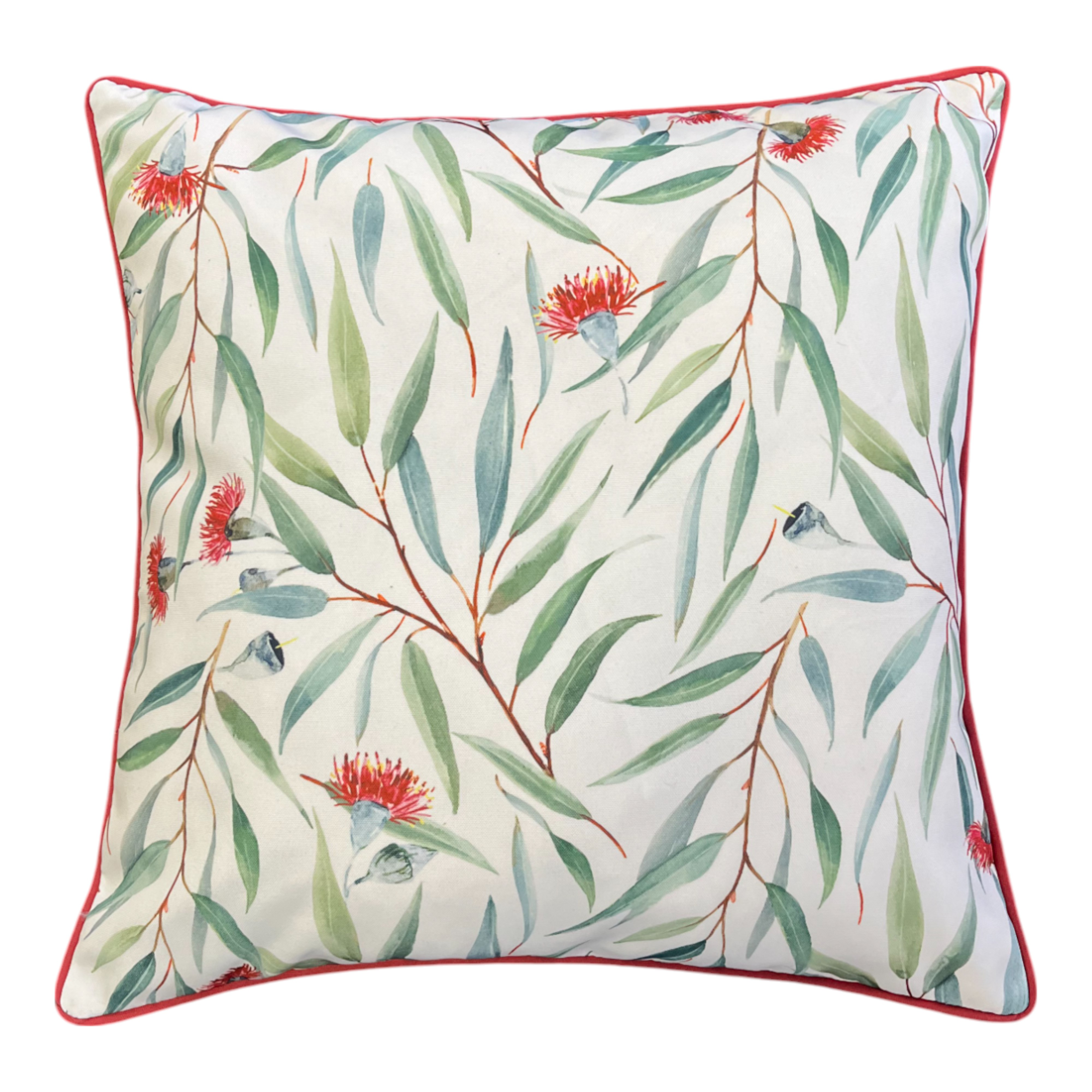 Wattle Outdoor Cushion 50x50x12cm Green & Red Multi