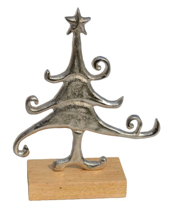 Whimsical Wood and Metal Decor Object 20x8x24cm Silver