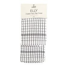 Load image into Gallery viewer, Elly 2 Pack Tea Towels 45x65cm Charcoal
