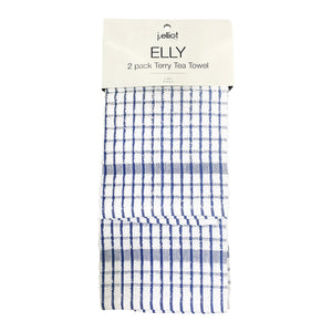 Elly 2 Pack Tea Towels 45x65cm Blue