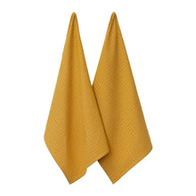 Load image into Gallery viewer, Waffle 2 Pack Tea Towels 50x70cm Mustard