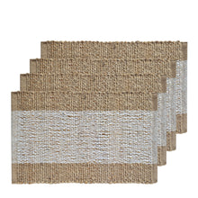 Load image into Gallery viewer, Blake Jute Placemat 4 pack 33x48cm White &amp; Warm Taupe
