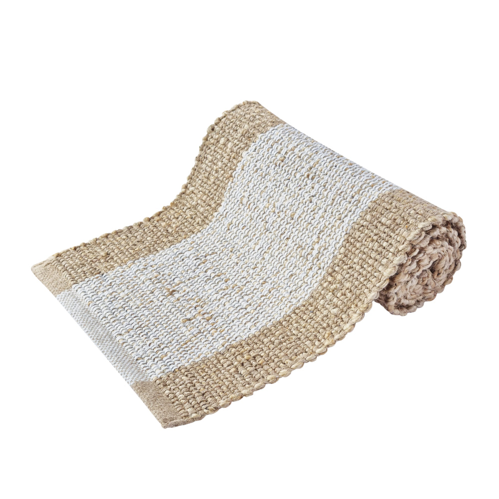 Blake Jute Runner 37x180cm White & Warm Taupe