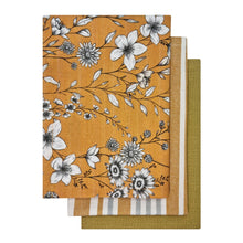 Load image into Gallery viewer, Blossom 3 Pack Tea Towel 50x70cm Mustard
