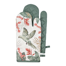 Load image into Gallery viewer, Tropical Oven Mitt 2pk 19x35cm White &amp; Evergreen
