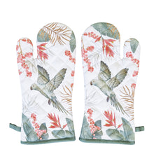 Load image into Gallery viewer, Tropical Oven Mitt 2pk 19x35cm White &amp; Evergreen
