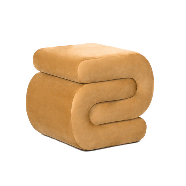 Serpentine Velvet Ottoman 51x47x45.5cm Apricot Stone; ETA Early September
