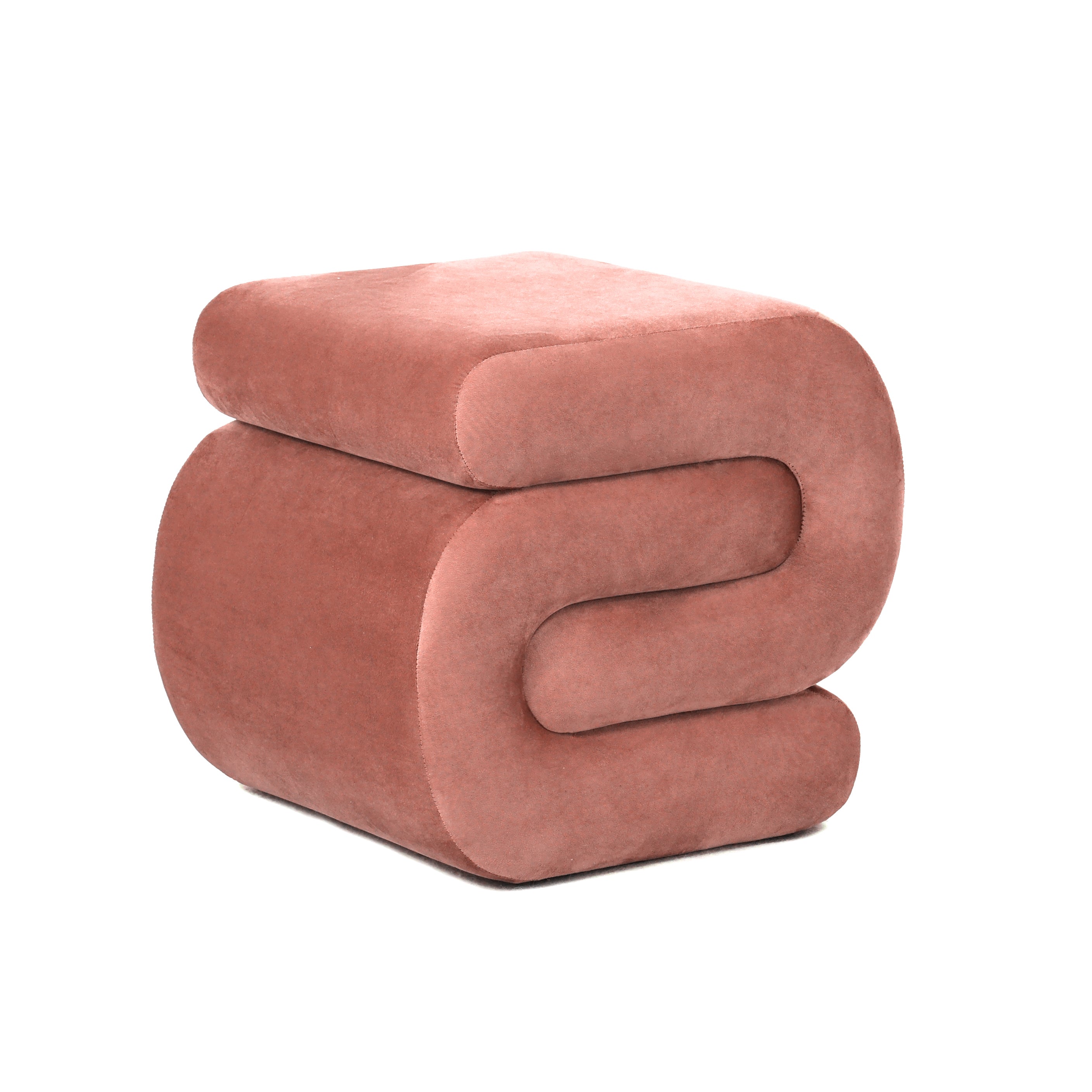 Serpentine Velvet Ottoman 51x47x45.5cm Rose Gold