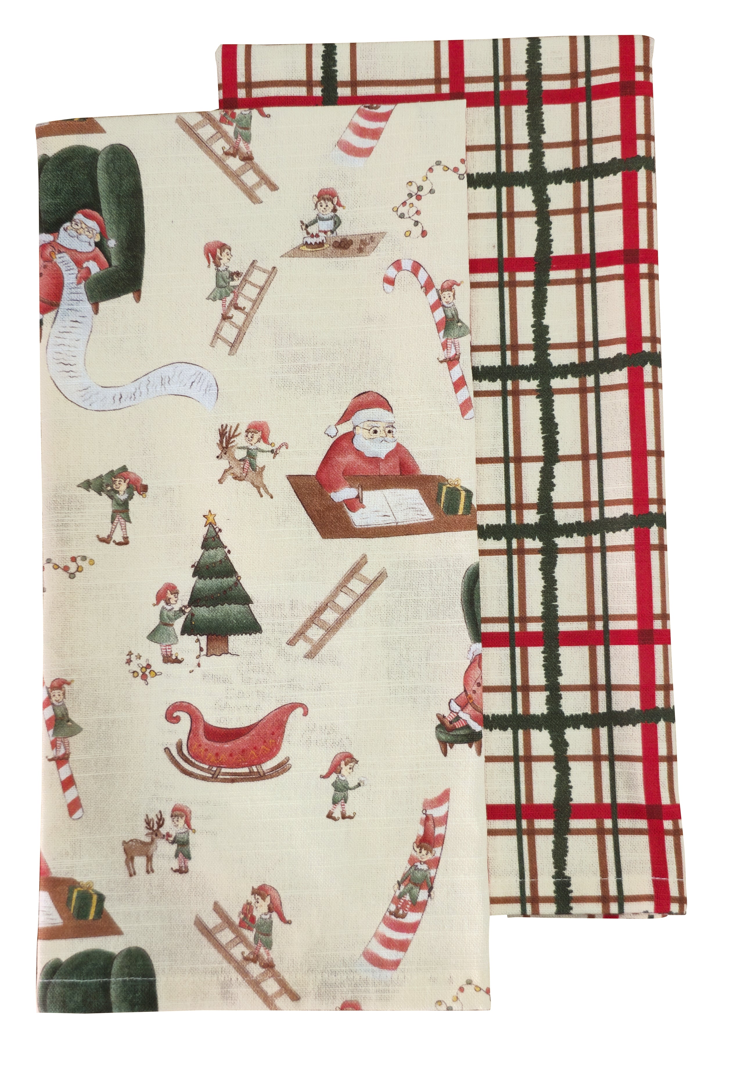 Santa's Workshop Tea Towel Set of 2 50x70cm Beige