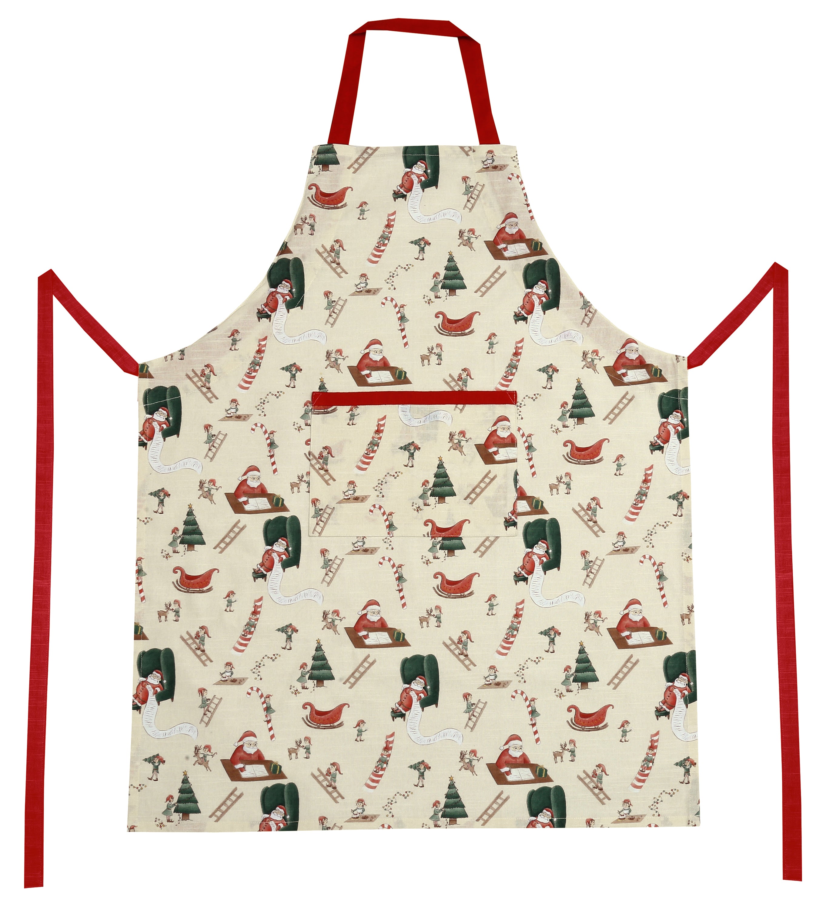 Santa's Workshop Apron 83x68cm Beige