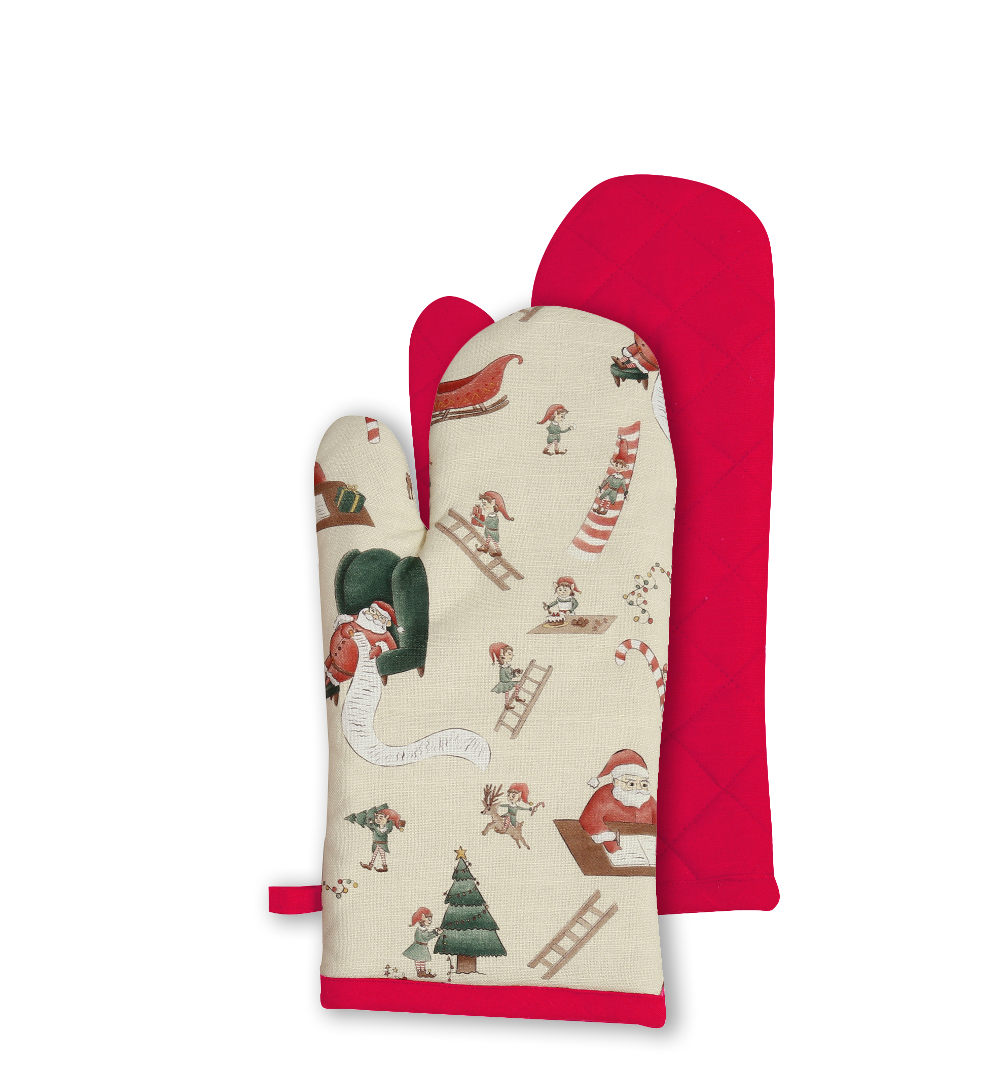 Santa's Workshop Oven Mitt Set of 2 19x35cm Beige
