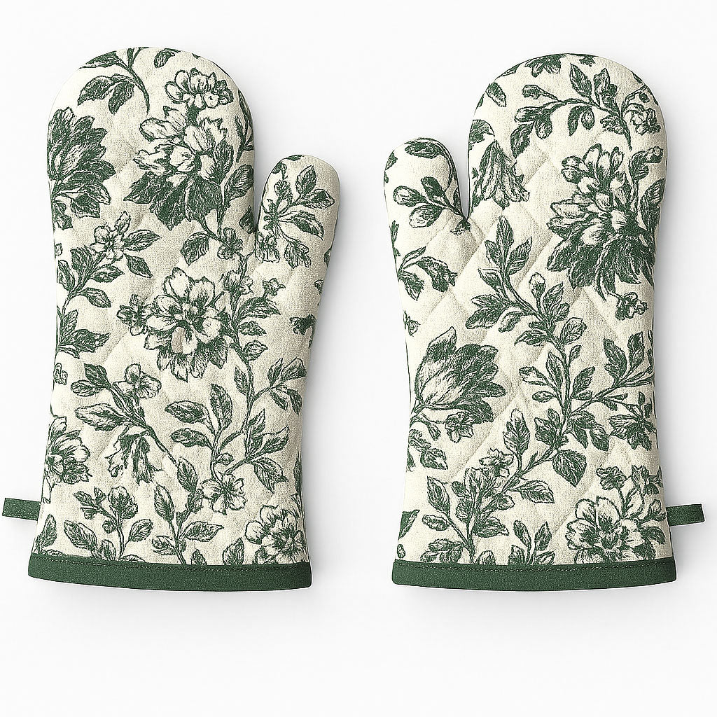 Floral Sonata Oven Mitt Set of 2 19x35cm Green