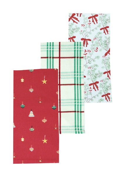 The Festive Collection Tea Towel Gift Set of 3 50x70cm Multi