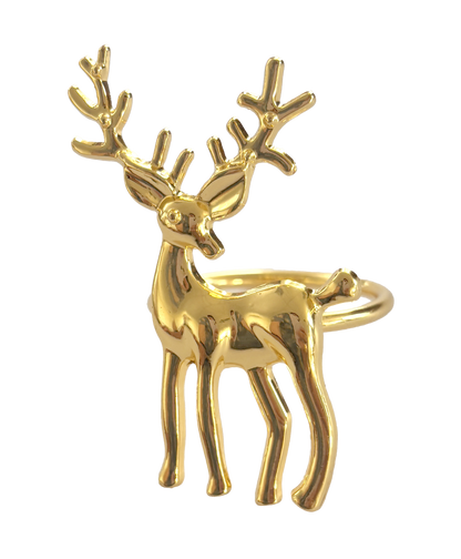 Reindeer Napkin Ring Set of 4 6.2x5.8x4.3cm Gold