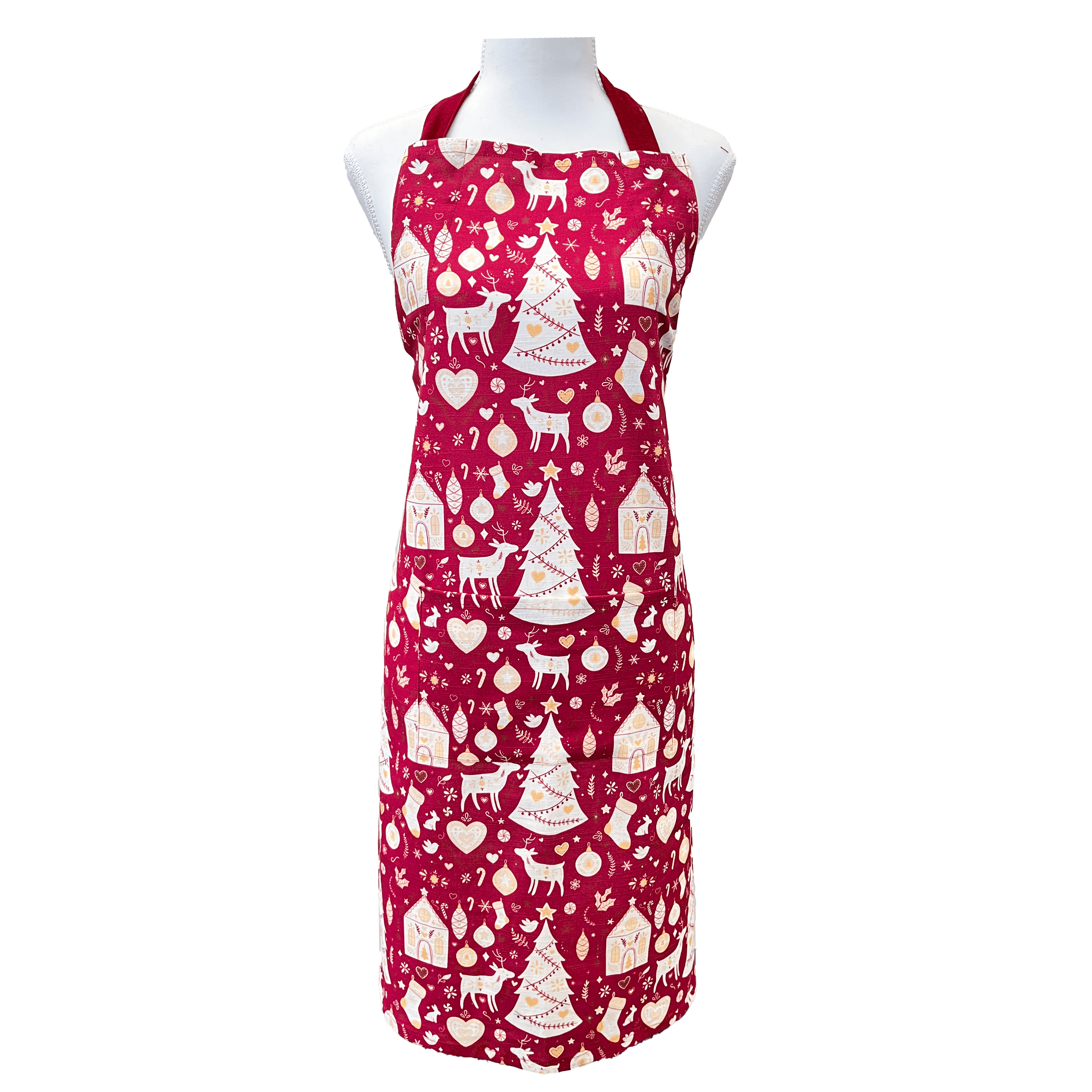 Scandi Yule Apron 83x68x0.05cm Red Multi
