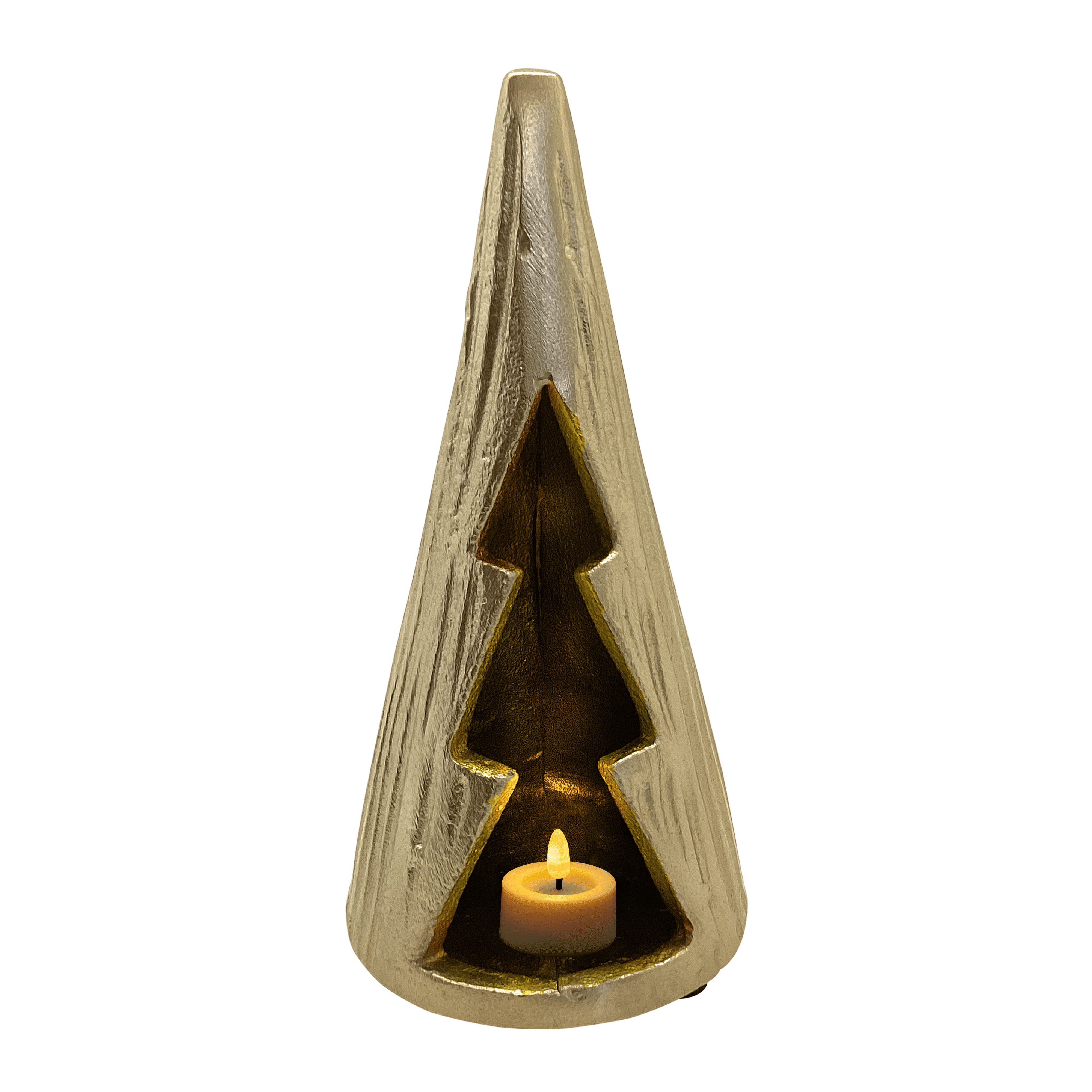 Twinkle Xmas T-Light Holder Large 10x10x21cm Gold