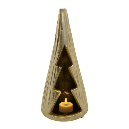 Twinkle Xmas T-Light Holder Large 10x10x21cm Gold