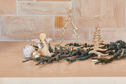 Frosty X-Mas Tree on Base Small 10x5x18cm Gold
