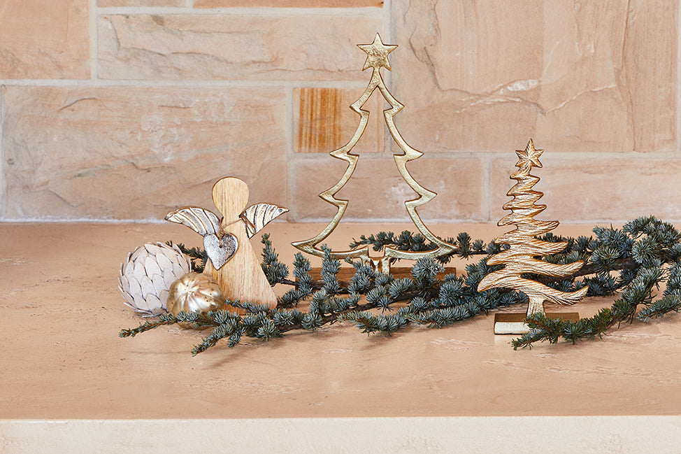 Frosty X-Mas Tree on Base Small 10x5x18cm Gold