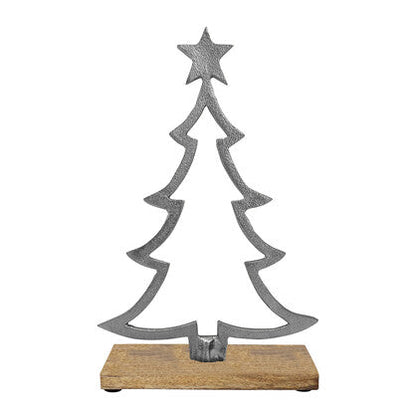 Starlight X-Mas Tree on Wood Base Small 22x7.5x33cm Nickel