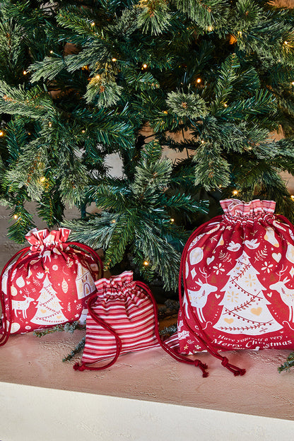 Scandi Yule Christmas Gift Bags 3pk 60x80x1.5cm Red Multi
