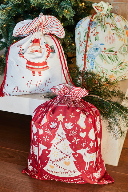 Scandi Yule Santa Sack 60x80x1.5cm Red Multi