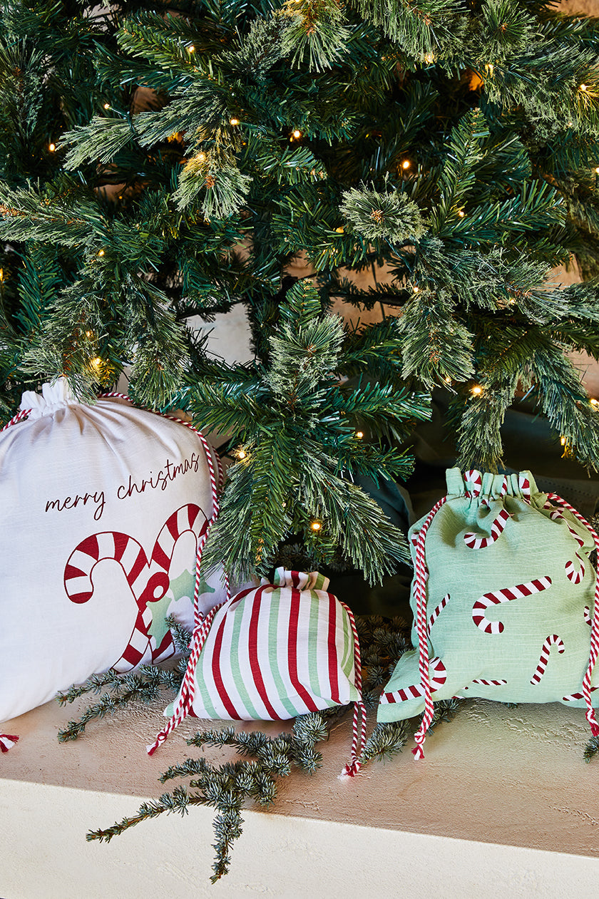 Candy Cane Gift Bags 3pk 60x80x1.5cm Mint & White Multi