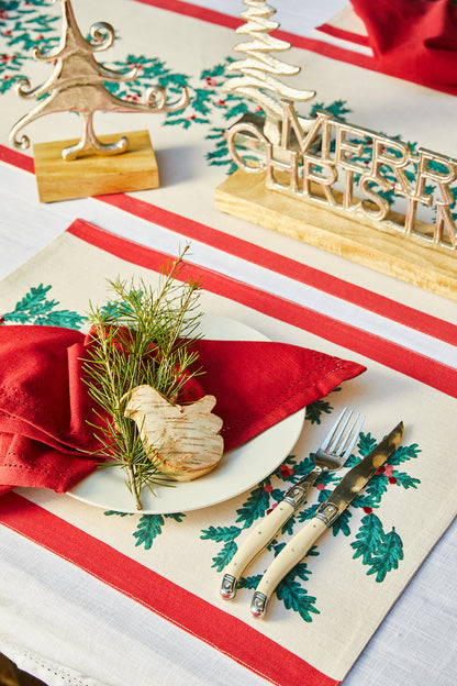 Christmas Foliage Placemat Set of 4 33x48x0.2cm Green Multi