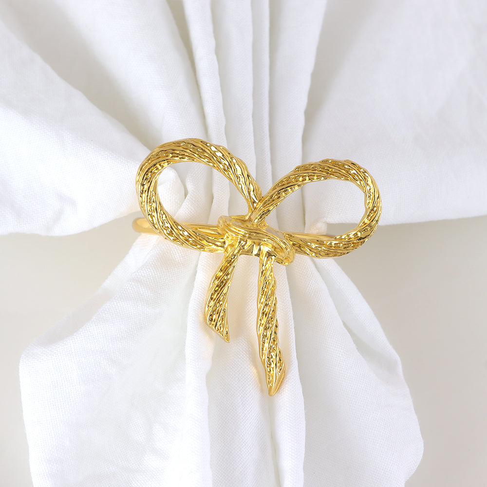 Bow Napkin Ring Set of 4 4.75x4.6x4.8cm Gold