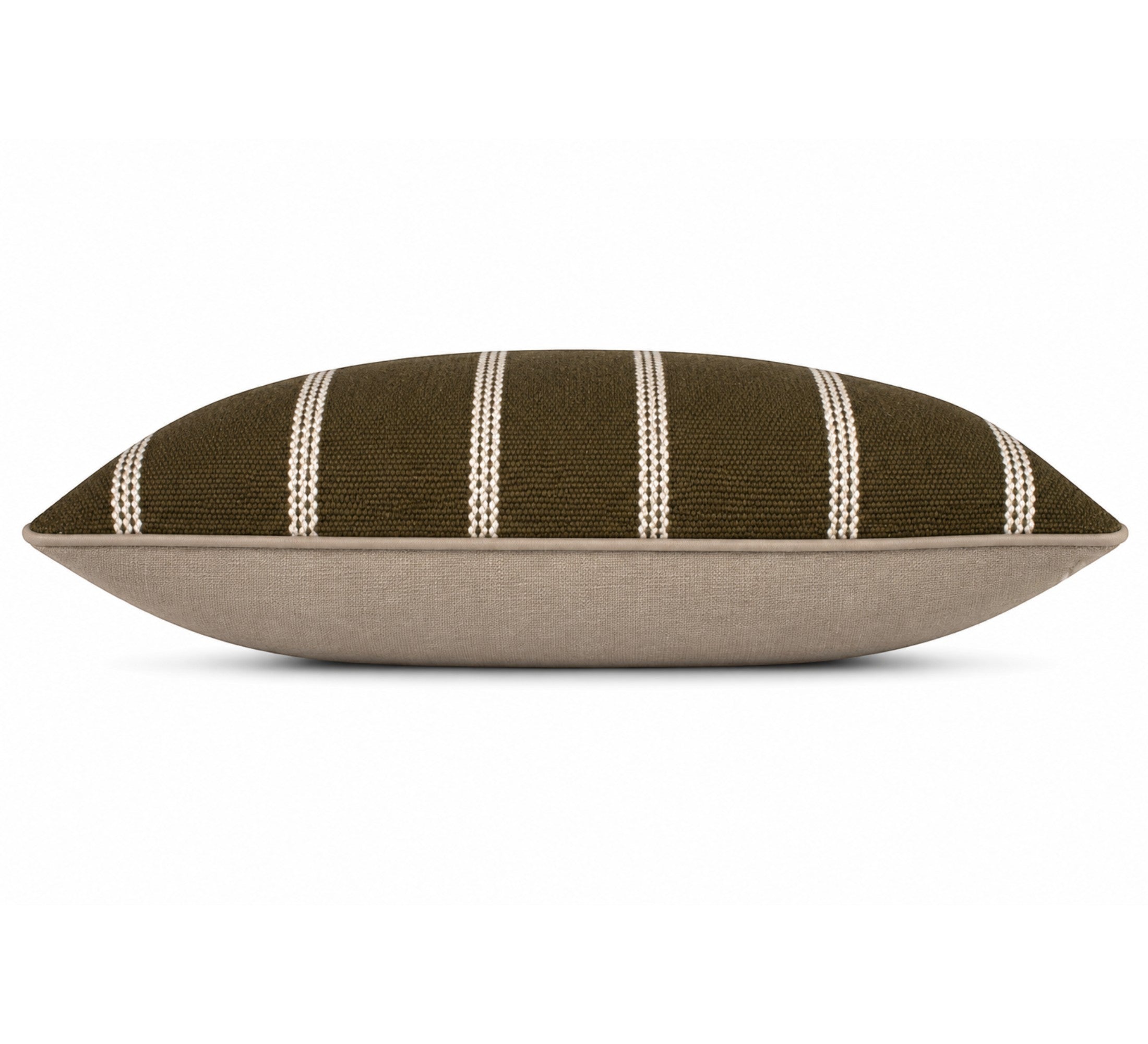 Eren Handwoven Stripe Cushion 35x55cm Olive & Natural