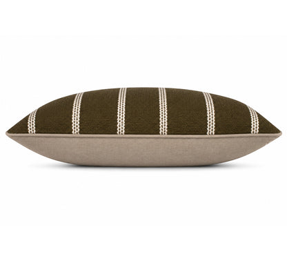 Eren Handwoven Stripe Cushion 35x55cm Olive & Natural