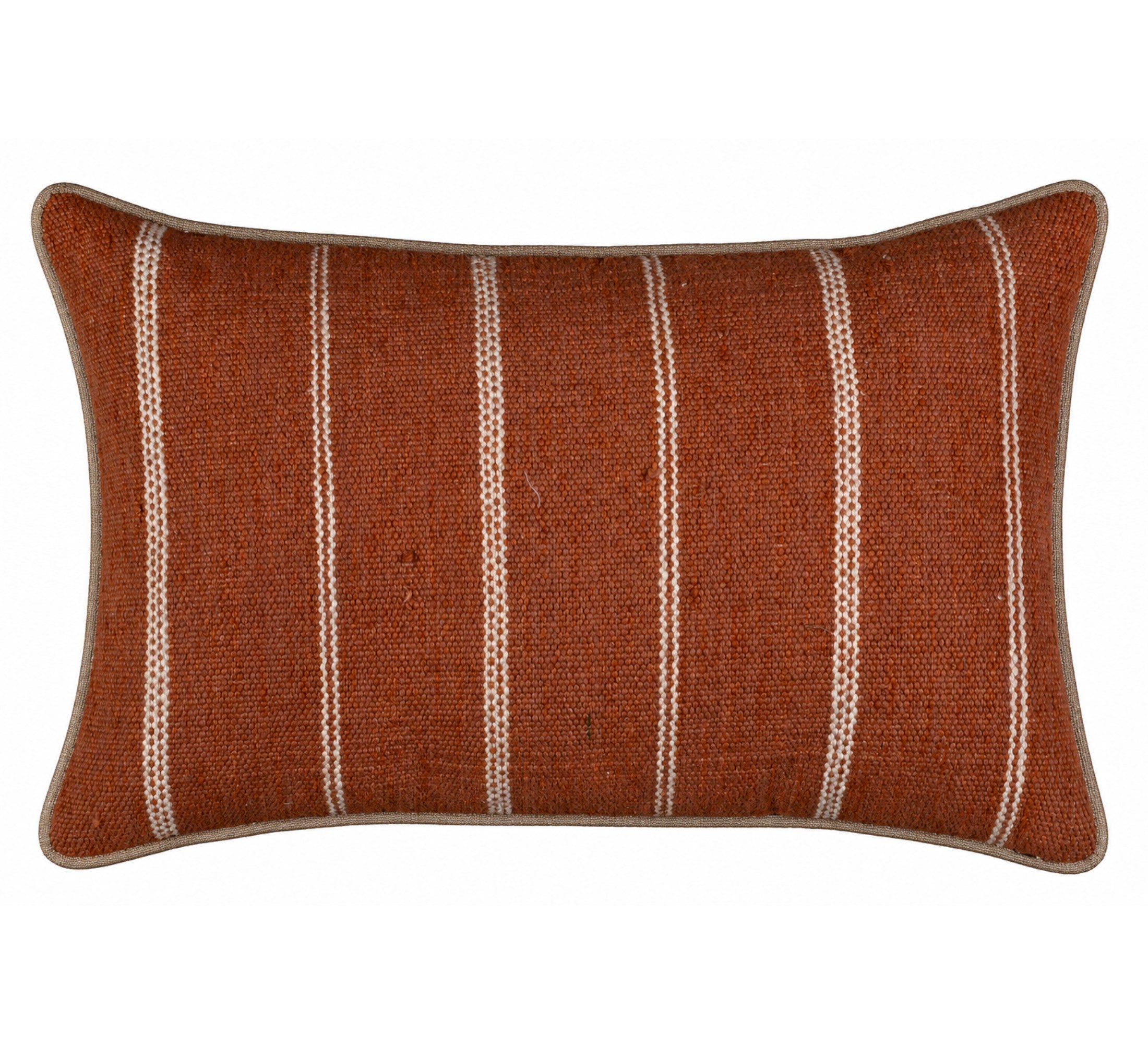 Eren Handwoven Stripe Cushion 35x55cm Rust & Natural