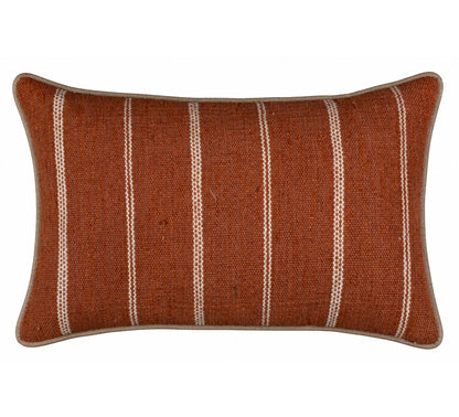 Eren Handwoven Stripe Cushion 35x55cm Rust & Natural