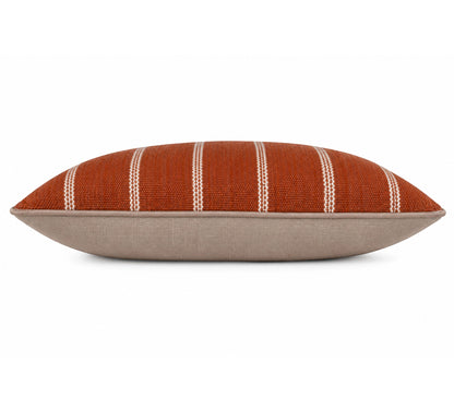Eren Handwoven Stripe Cushion 35x55cm Rust & Natural