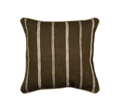 Eren Handwoven Stripe Cushion 50x50cm Olive & Natural