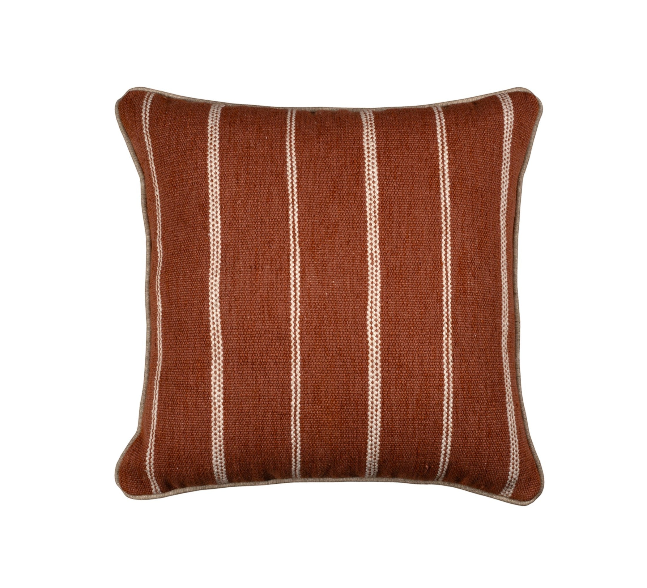 Eren Handwoven Stripe Cushion 50x50cm Rust & Natural