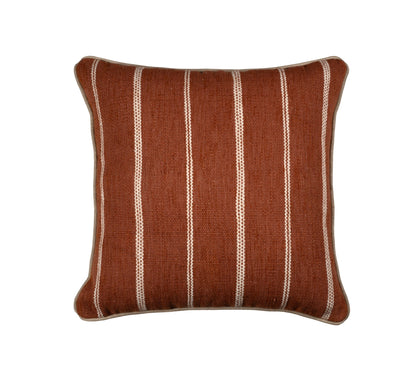 Eren Handwoven Stripe Cushion 50x50cm Rust & Natural