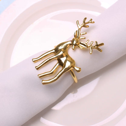 Reindeer Napkin Ring Set of 4 6.2x5.8x4.3cm Gold
