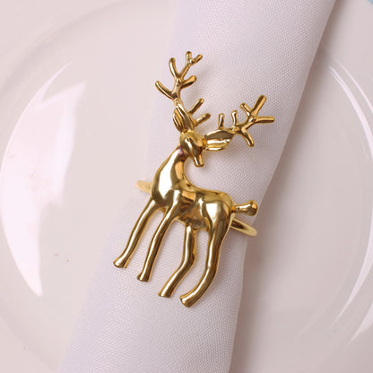 Reindeer Napkin Ring Set of 4 6.2x5.8x4.3cm Gold