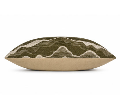 Samara Chenille Linen Blend Woven Cushion 35x55cm Olive