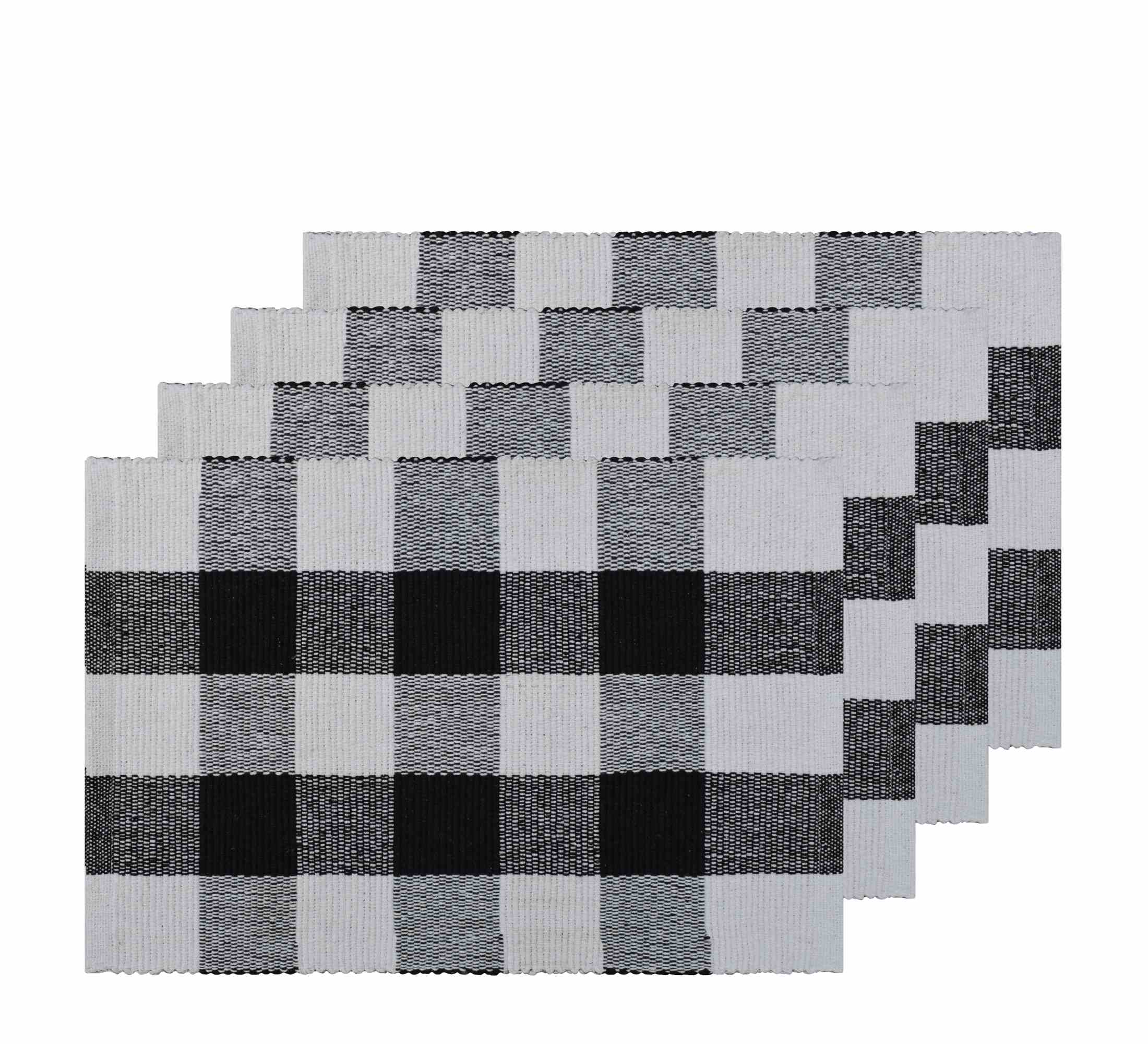 Provence Check Placemat Set of 4 33x48cm Jet Black