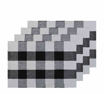Provence Check Placemat Set of 4 33x48cm Jet Black