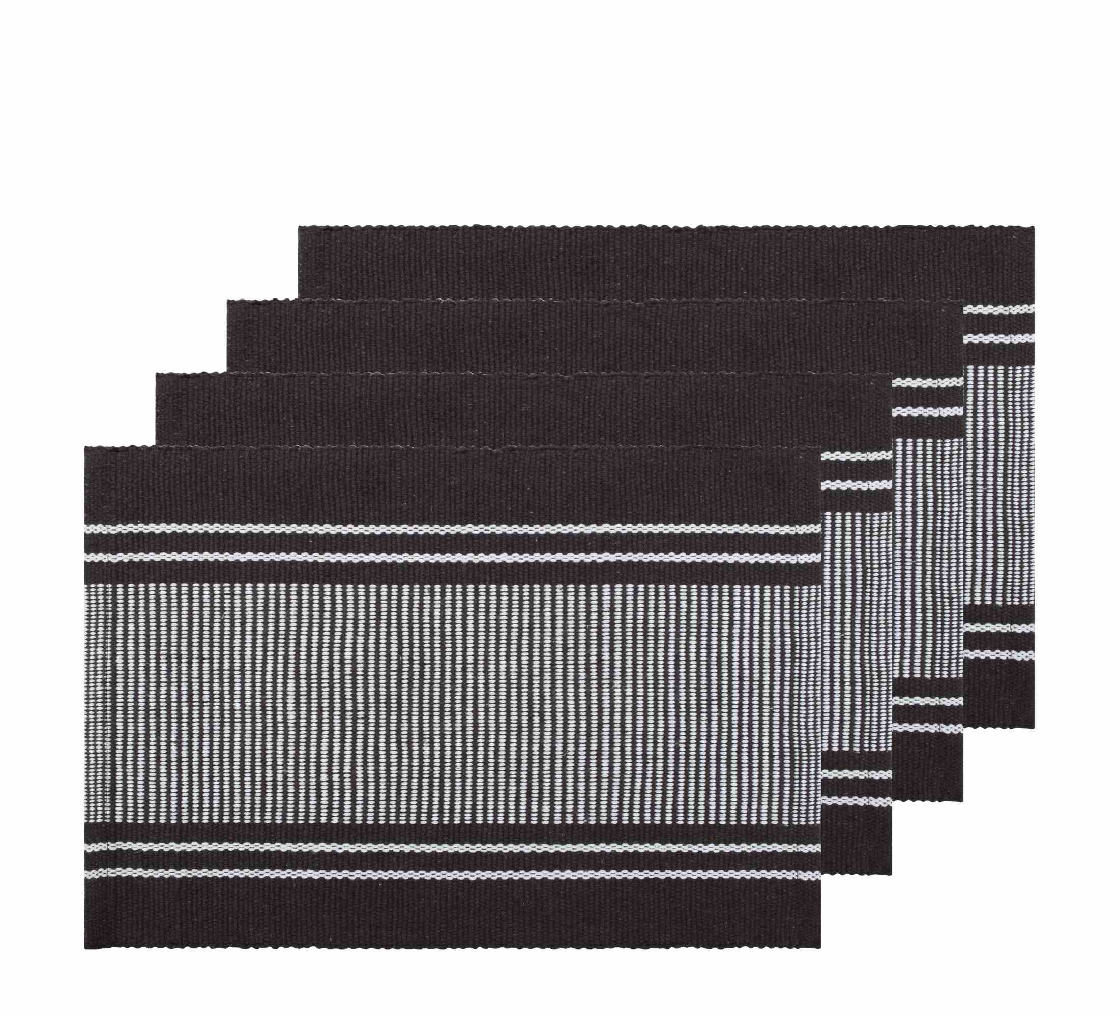 Provence Stripe Placemat Set of 4 33x48cm Chocolate Brown