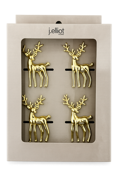 Reindeer Napkin Ring Set of 4 6.2x5.8x4.3cm Gold