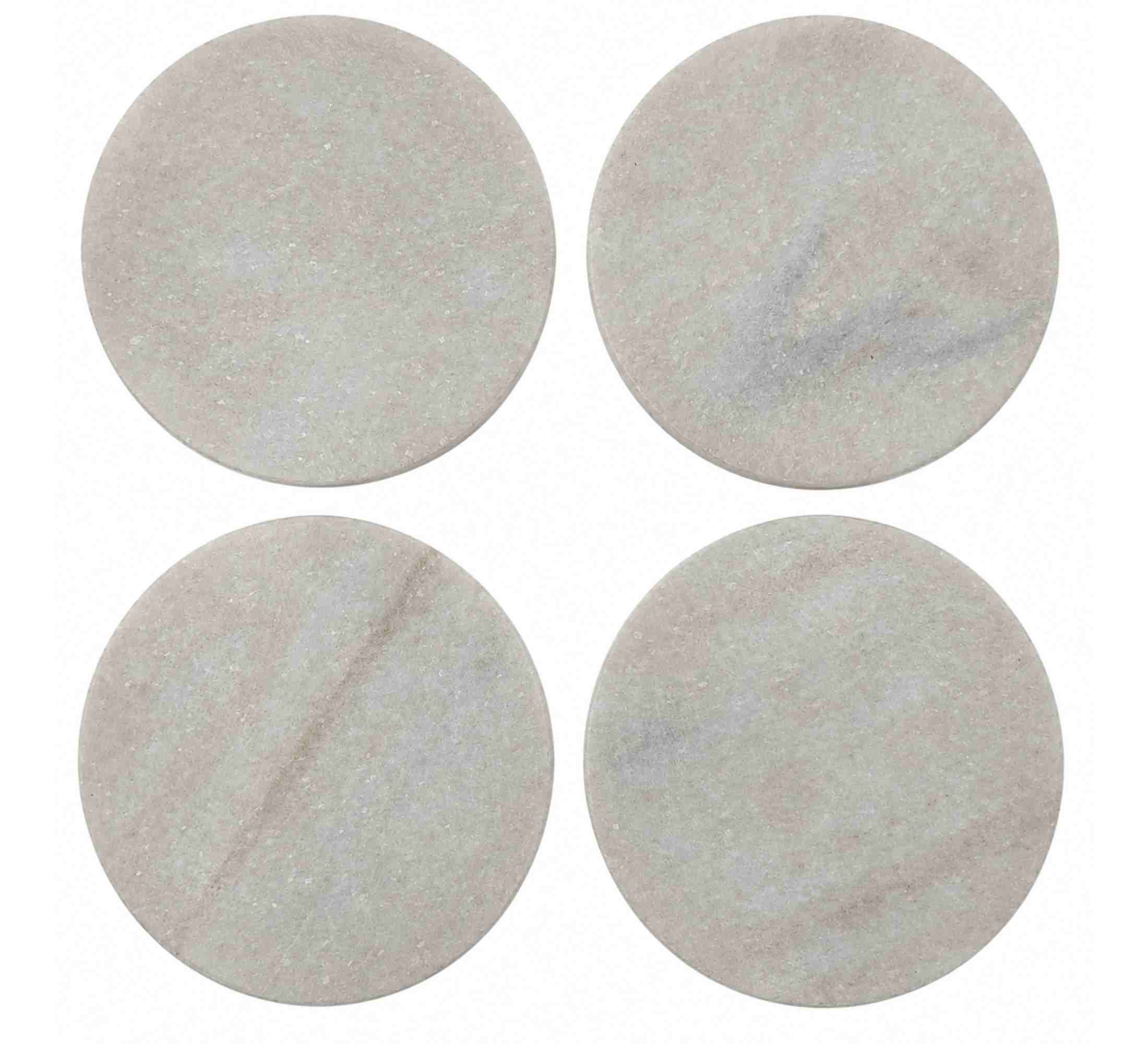 Berna Round Marble Coaster Set of 4 10x10x4.5cm White