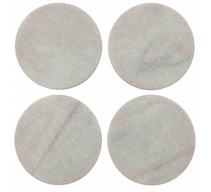 Berna Round Marble Coaster Set of 4 10x10x4.5cm White