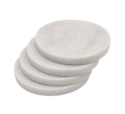Berna Round Marble Coaster Set of 4 10x10x4.5cm White