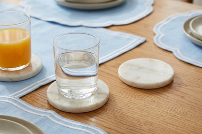 Berna Round Marble Coaster Set of 4 10x10x4.5cm White